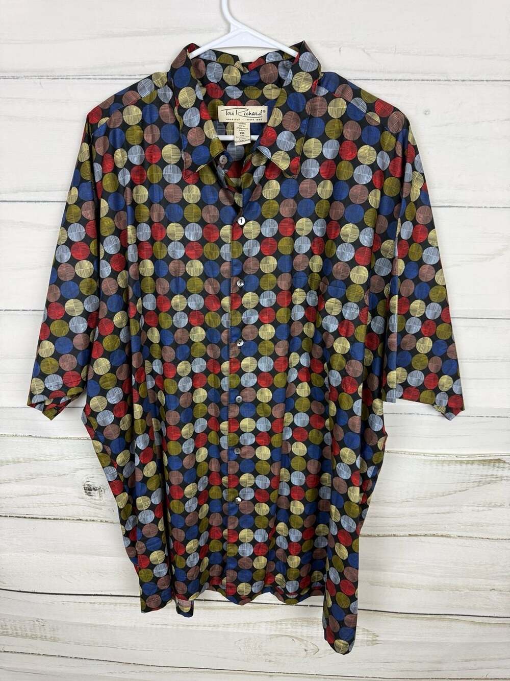 Tori Richard Men's 2XL Cotton Lawn Geometric Circle Print Short Sleeve - Picture 1 of 6
